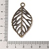 Tibetan Style Alloy Filigree Leaf Pendants TIBEP-Q040-023AB-NR-3