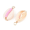 6Pcs 6 Styles Natural Cowrie Shell & Glass Seed Beads Pendants PALLOY-JF02759-02-2
