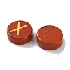 Brass Elder Futhark Alphabet Engraved Symbol Flat Round Natural Red Jasper Rune Stones G-I373-01C-2