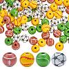 100Pcs 4 Styles Sport Theme Printed Wood European Beads WOOD-SZ0001-31-1