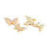 Rack Plating Brass Micro Pave Clear Cubic Zirconia Connector Charms KK-N233-195-3