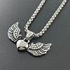 Fashionable Stainless Steel Heart with Angel Wings Pendant Necklaces for Men HL3992-1