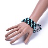 Synthetic Turquoise & Natural Black Agate Braided Bead Bracelets BJEW-JB04224-03-4