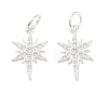 925 Sterling Silver Micro Pave Clear Cubic Zirconia Star Charms with Jump Rings STER-K181-06S-1