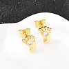 Brass Micro Pave Clear Cubic Zirconia Stud Earrings EJEW-F405-21A-G-4
