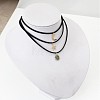 3Pcs 3 Styles Moon Star Sun Alloy Pendant Faux Suede Cord Multi-Strand Choker Necklaces for Women FS-WG071C8-01-3