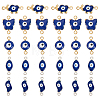 50Pcs 5 Styles 304 Stainless Steel Blue Enamel Connector Charms STAS-AR0001-51-1