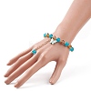 Round Glass Beaded Stretch Bracelet with Alloy Butterfly Charm for Women BJEW-JB08232-4