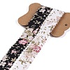 4 Yards 2 Colors Polyester Flower Printed Ribbon OCOR-A008-04-1