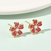 Flower Brass & ABS Plastic Pearl Stud Earrings EJEW-P336-07G-02-2