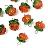10Pcs Pumpkin Glass Pendants PALLOY-YW00139-05-1