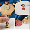 1Pc Golden Tone Brass Wax Seal Stamp Head with Bamboo Stick Shaped Handle STAM-CP0001-04M-6