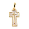 Brass Pave Natural White Shell Pendants KK-S522-01B-G-1