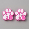 Paw Print Food Grade Eco-Friendly Silicone Beads SIL-WH0008-43B-1