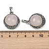 Natural Rose Quartz Half Round Pendants PALLOY-R159-01AS-12-3