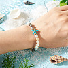 Ocean Dyed Synthetic Turquoise Starfish and Natural Flower Amazonite Round Beaded Anklets for Women AJEW-TA00060-5