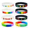 20Pcs 8 Style Rainbow Color Pride Silicone Heart Cord Bracelets Set for Men Women BJEW-TA0001-06-8