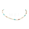 Natural Rose Quartz & Dyed Howlite & Rhodonite Heishi Beads and Natural Cultured Freshwater Pearl Rice Beaded Necklaces for Women NJEW-JN06294-01-3