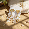 Alloy with Plastic Pearls Stud Tassel Earrings EJEW-Z172-06G-03-1