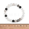 Natural Tourmalinated Quartz/Black Rutilated Quartz Stretch Beaded Bracelets G-A185-01J-4