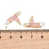 Alloy with Pink Enamel Pendants RB-CBA1FD3-22G-02-3