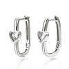 Brass Micro Pave Clear Cubic Zirconia Huggie Hoop Earring EJEW-T046-16P-NF-1