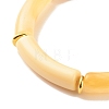 Two Tone Acrylic Curved Tube Beaded Stretch Bracelet BJEW-JB07971-02-5