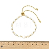 Adjustable Natural Cultured Freshwater Pearl & Brass Beads Slider Bracelets  for Women BJEW-JB13607-2
