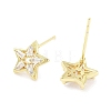 Brass Micro Pave Clear Cubic Zirconia Studs Earring for Women EJEW-S217-F05-2