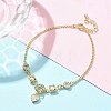 Brass Micro Pave Clear Cubic Zirconia Charm Bracelets for Women BJEW-C083-01C-G-2