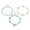 3Pcs 3 Styles Starfish Synthetic Magnesite & Turquoise Beaded Anklets AJEW-TA00030-4