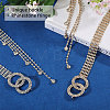 2Pcs 2 Colors Brass & Iron Full Crystal Rhinestone Chain Belts with Double Rings Buckles AJEW-FG0006-30B-4