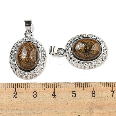 Natural Bronzite Oval Pendants G-B079-02P-02-1