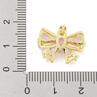 Bowknot Charm Rack Plating Brass Cubic Zirconia Pendants KK-M291-15G-1