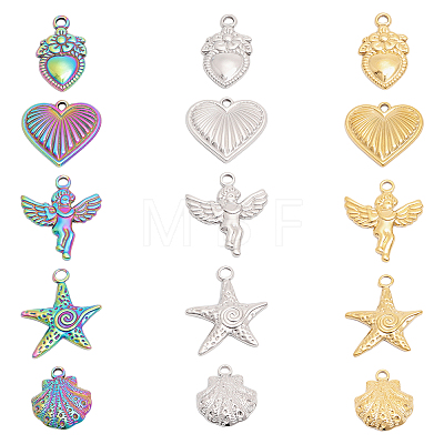 15Pcs 15 Styles 304 Stainless Steel Pendants STAS-CA0001-97-1