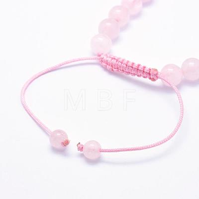 Natural Rose Quartz Braided Bead Bracelets BJEW-F276-G04-1