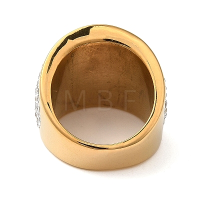 Ion Plating(IP) 304 Stainless Steel Natural Polymer Clay Rhinestone Finger Rings RJEW-Z054-11G-02-1