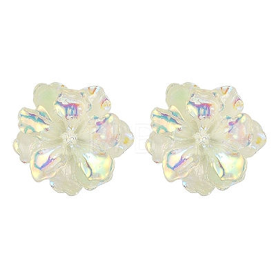 Luminous Glow in the Dark Resin Flower Stud Earrings with 304 Stainless Steel Pins EJEW-JE05359-02-1
