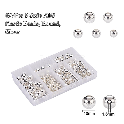 497Pcs 5 Style ABS Plastic Beads OACR-YW0001-10B-1