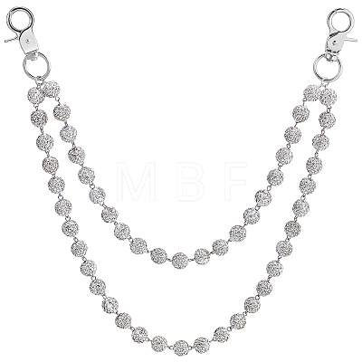 1Pc Polymer Clay Rhinestone Round Beaded Pants Chains AJEW-BM0001-29B-01-1