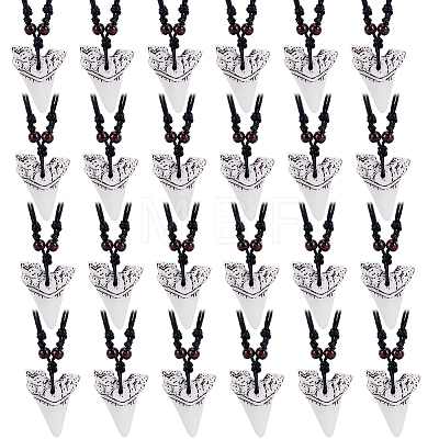 24Pcs Resin Tooth Shape Pendant Necklaces NJEW-GA0001-19-1