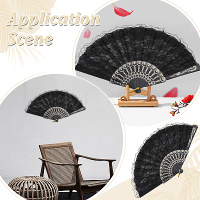 Plastic & Lace Folding Fan AJEW-WH0709-241B-1
