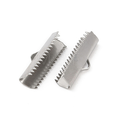 304 Stainless Steel Ribbon Crimp Ends X-STAS-E471-05N-P-1