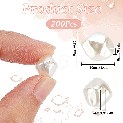 SUNNYCLUE 200Pcs ABS Plastic Imitation Pearl Bead KY-SC0002-03-1