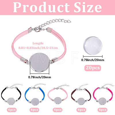 20Pcs 5 Colors Faux Suede Bracelet Making MAK-BM0001-01-1