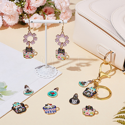24Pcs 6 Styles Printed Alloy Pendants Sets FIND-AR0005-88-1