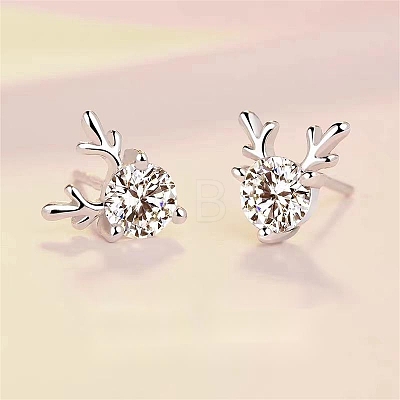 Anti-Tarnish 925 Sterling Silver with Moissanite Rhinestone Stud Earrings AJEW-U007-04P-1