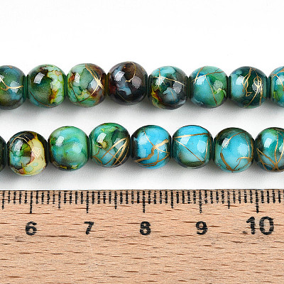 Baking Painted Glass Beads Strands DGLA-N003-8mm-B08-1