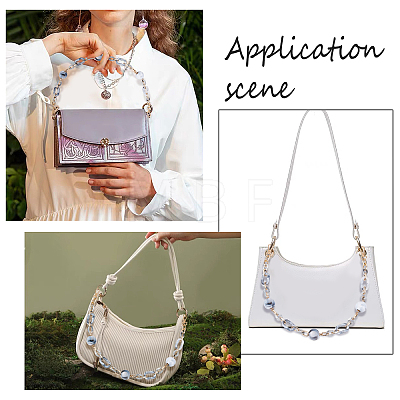 Marble Pattern Acrylic Curb Chain Bag Strap FIND-WH0092-30-1