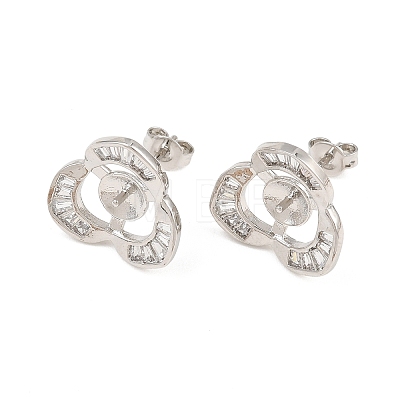 Brass Micro Pave Cubic Zirconia Stud Earring Finding CU-CBAA5EE-01P-1
